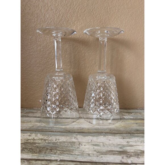 Set of 2 Waterford Crystal ALANA 7" Large Wine Glasses Gothic Mark Vintage - Picture 5 of 11